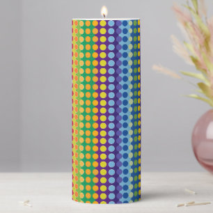 Rainbow Dots and Stripes Pillar Candle