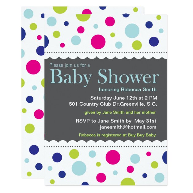 Rainbow Dots Baby Shower Invitation
