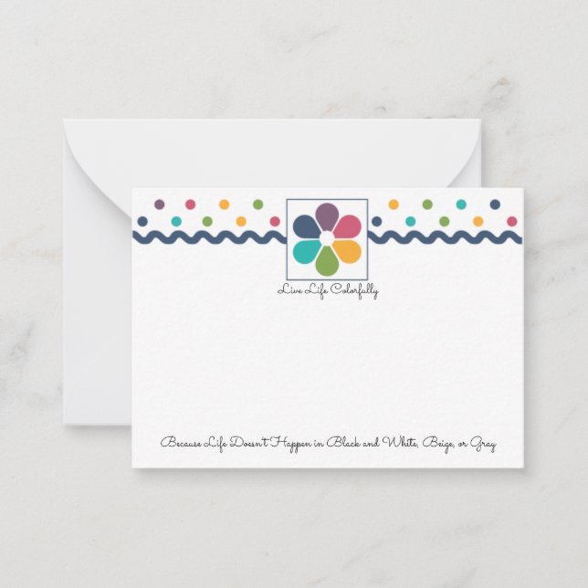 Rainbow Dots Floral Note Card (Front)