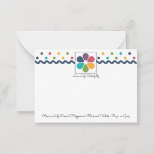 Rainbow Dots Floral Note Card