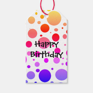 Rainbow Dotted Happy Birthday Gift Tags