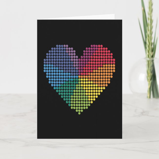 Rainbow Dotted Heart Love Card (Front)