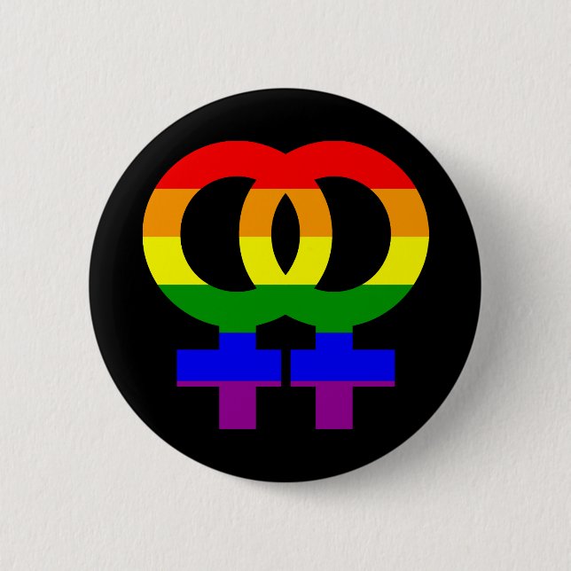 Rainbow Double Female Symbol Button (Front)
