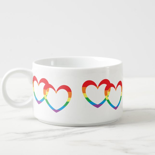 "Rainbow Double Hearts" Chili Bowl (Right)
