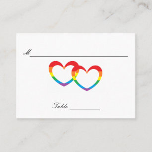 "Rainbow Double Hearts" Guests' Table Cards