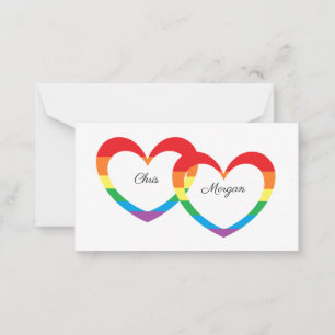 "Rainbow Double Hearts" Note Card