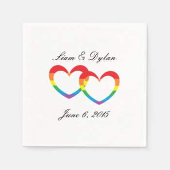 "rainbow Double Hearts" Paper Napkins by iHave2Say at Zazzle