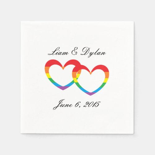 Rainbow Double Hearts Paper Napkins