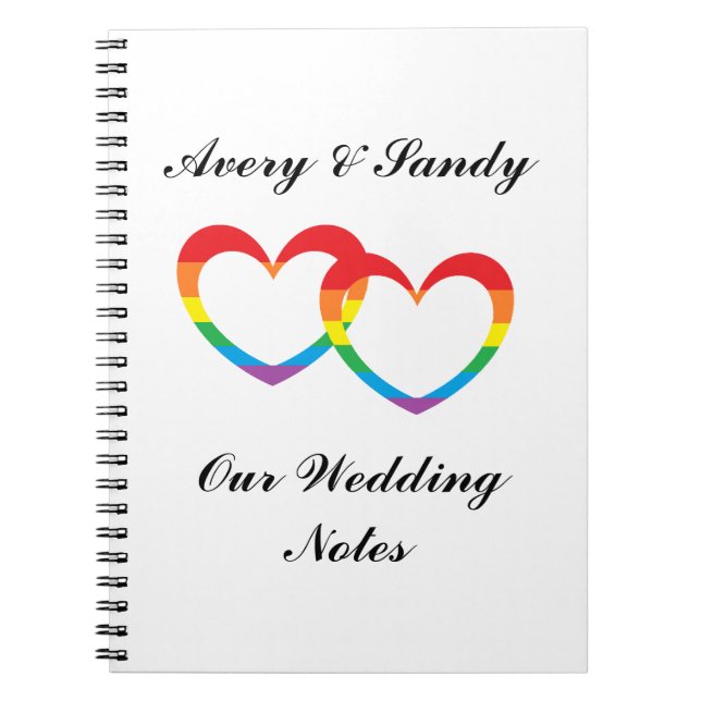 "Rainbow Double Hearts" Personalized Notebook (Front)
