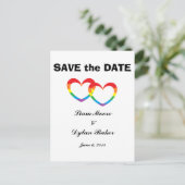 "Rainbow Double Hearts" Save the Date Postcards (Standing Front)