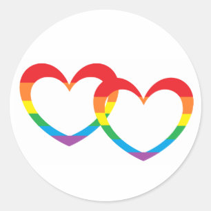 "Rainbow Double Hearts" Stickers