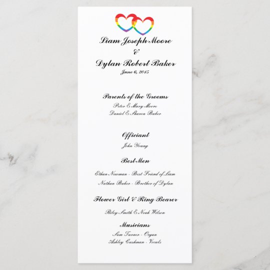 Rainbow Double Hearts Wedding Program Zazzle Com