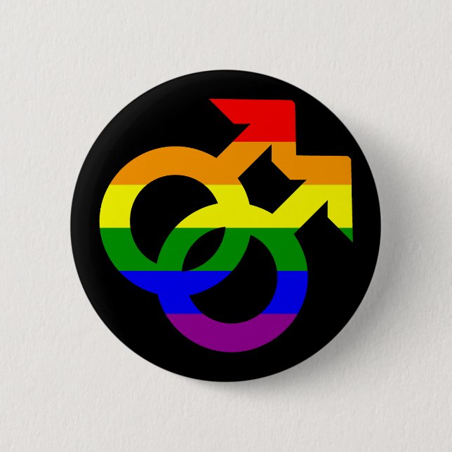Rainbow Double Male Symbol Button (Front)