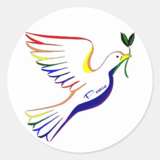 Rainbow Dove Classic Round Sticker
