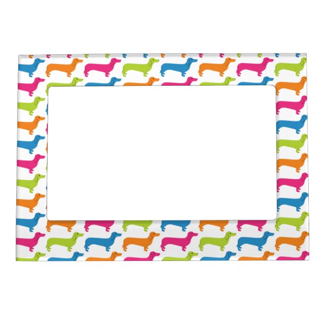 Rainbow Doxie Print Magnetic Photo Frame (Front)