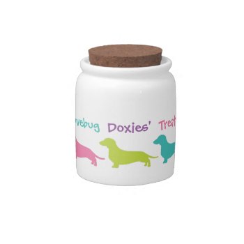 Rainbow Doxie Treat Jar by KaleenaRae at Zazzle