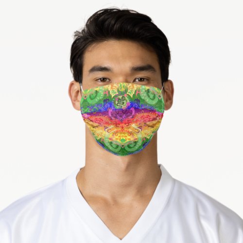 Rainbow Dragon Damask _ Gay Pride Flag Colors Adult Cloth Face Mask