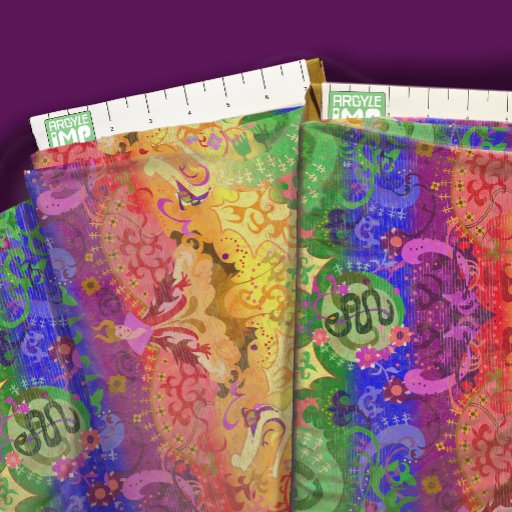 Rainbow dragon damask gay pride flag colors  fabric