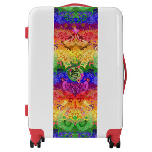 Rainbow Dragon Damask - Gay Pride Flag Colors Luggage