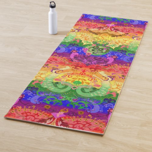 Rainbow Dragon Damask _ Gay Pride Flag Colors Yoga Mat