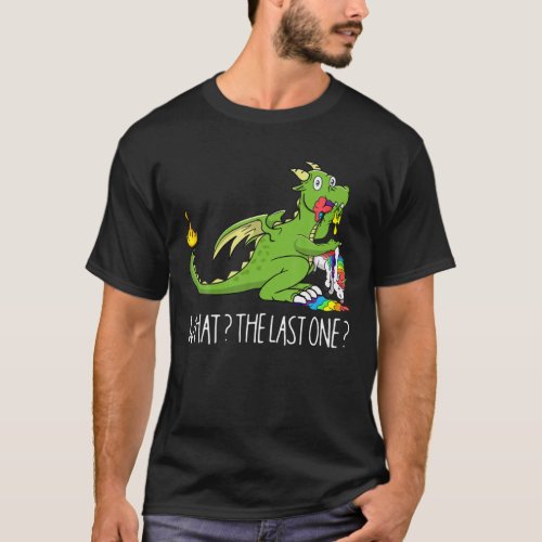 Rainbow Dragon Dinosaur Eating A Unicorn What The T_Shirt