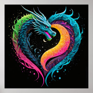 Rainbow Dragon Heart Poster