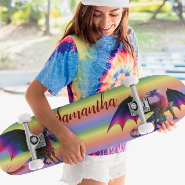 Rainbow Dragon Personalized Name Skateboard (Creator Uploaded)