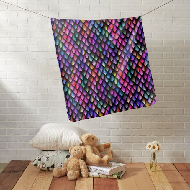 Rainbow Dragon Scales Baby Blanket (In Situ)