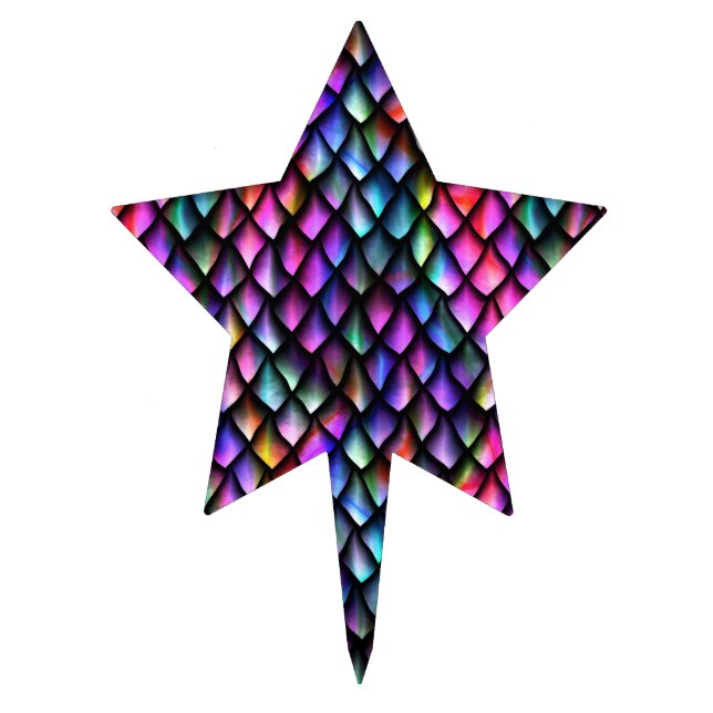 Rainbow Dragon Scales Cake Pick (Front)