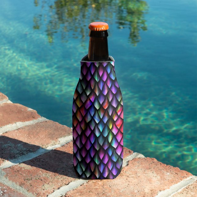 Rainbow Dragon Scales Cozy Bottle Cooler (In Situ Pool)