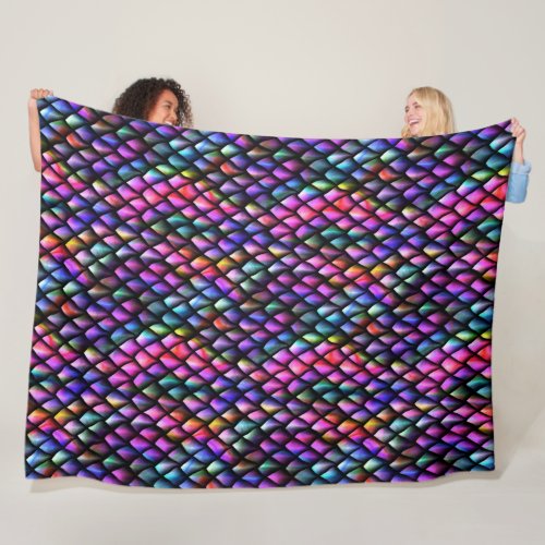 Rainbow Dragon Scales Fleece Blanket