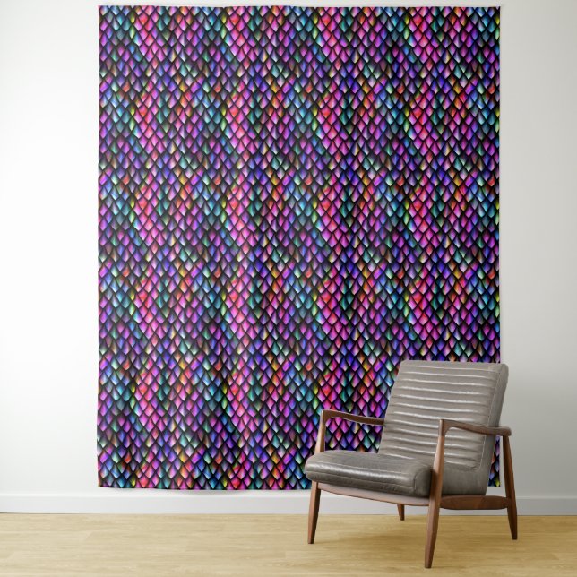 Rainbow Dragon Scales Tapestry (In Situ)