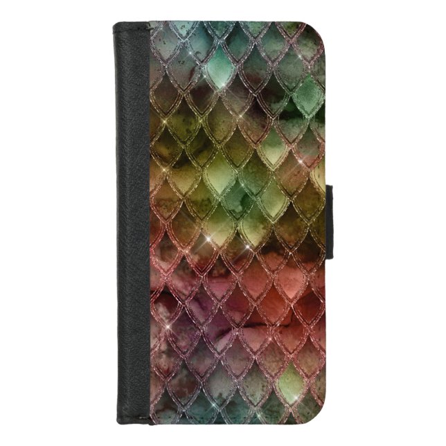 Rainbow Dragon Scales Texture iPhone Wallet Case (Front)