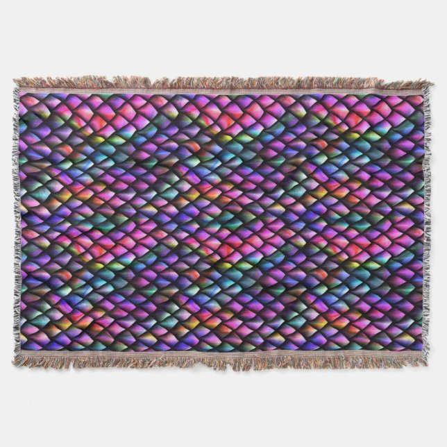 Rainbow Dragon Scales Throw Throw Blanket (Front)