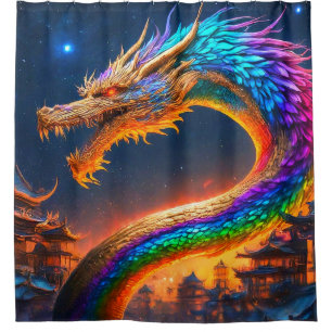 Rainbow Dragon Shower Curtain