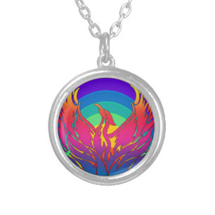 Rainbow Dragon Silver Plated Necklace