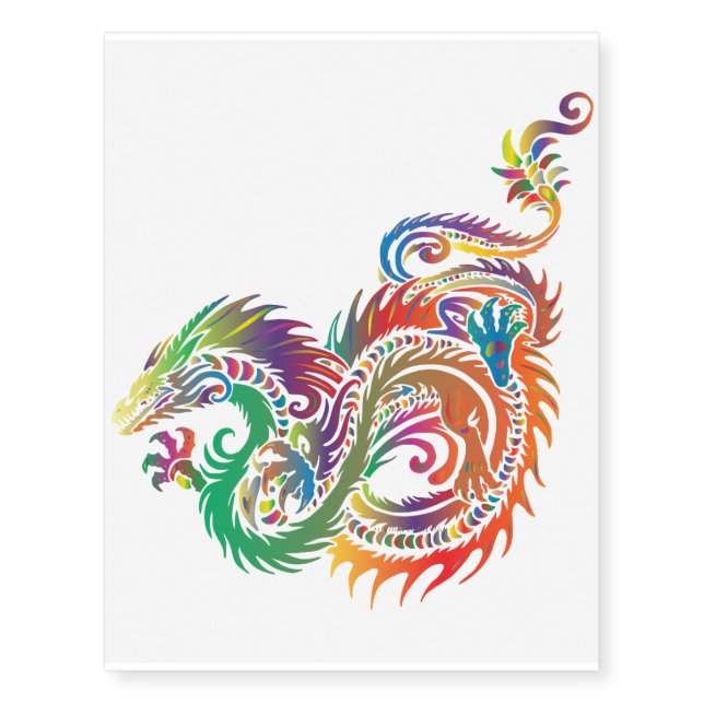 Rainbow Dragon Temporary Tattoo (Front)