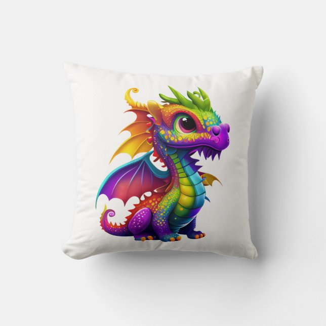 Rainbow Dragon Throw Pillow (Front)