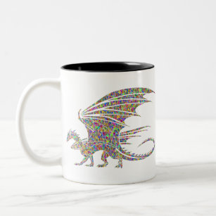 Rainbow Dragon Tribal Tattoo Gift Idea Two-Tone Coffee Mug