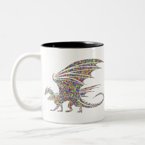 Rainbow Dragon Tribal Tattoo Gift Idea Two_Tone Coffee Mug