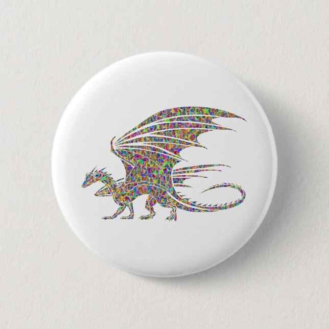 Rainbow Dragon Tribal Tattoo Idée cadeau Button (Front)