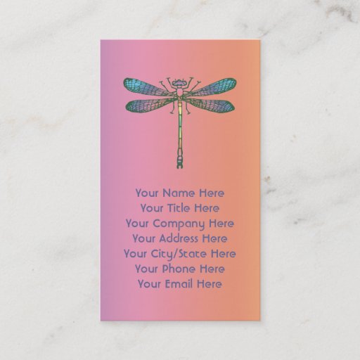 Customizable Rainbow Dragonfly Business Card