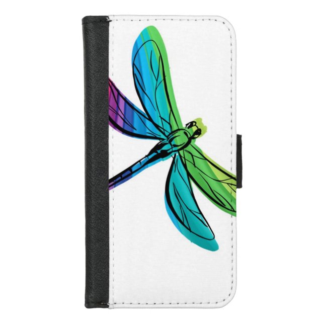 Rainbow Dragonfly iPhone Wallet Case (Front)