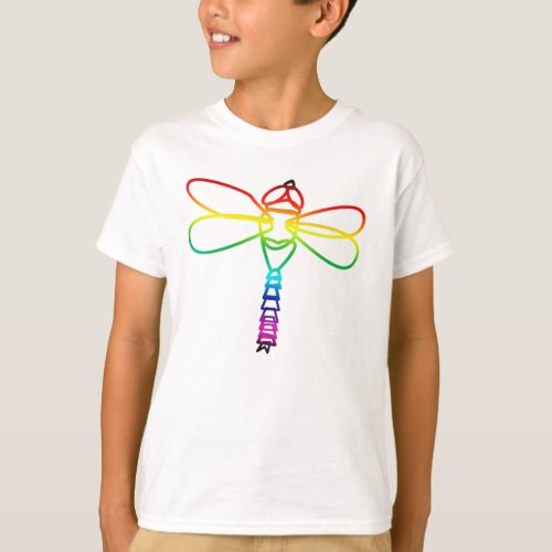 Rainbow Dragonfly Kids T_shirt