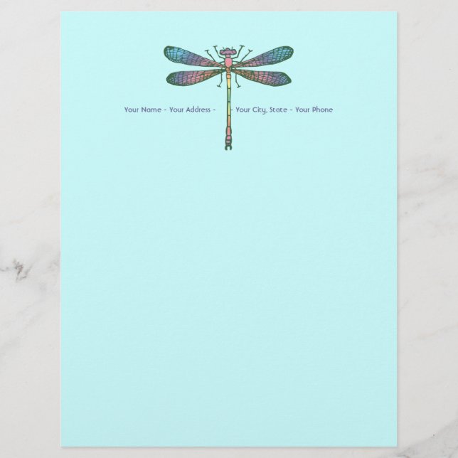 Rainbow Dragonfly Letterhead (Front)