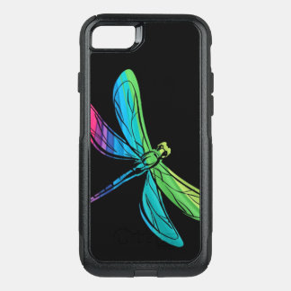 Rainbow Dragonfly on Black OtterBox Commuter iPhone SE/8/7 Case