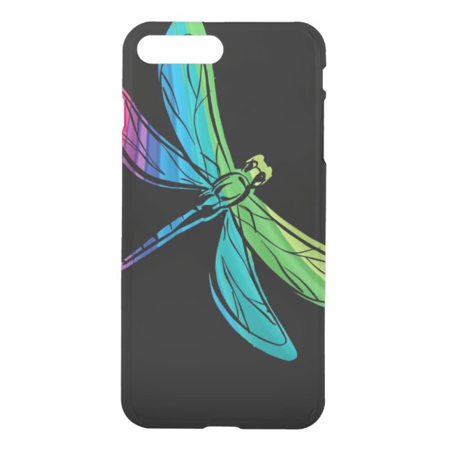 Rainbow Dragonfly on Black Uncommon iPhone Case (Back)