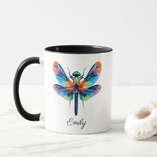 Rainbow Dragonfly Personalized Name Mug