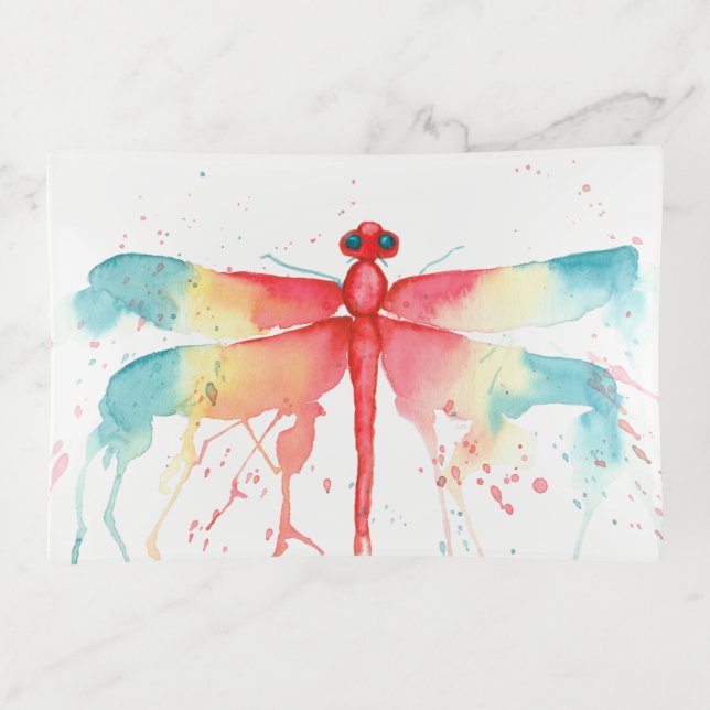 Rainbow Dragonfly Trinket Tray (Front)