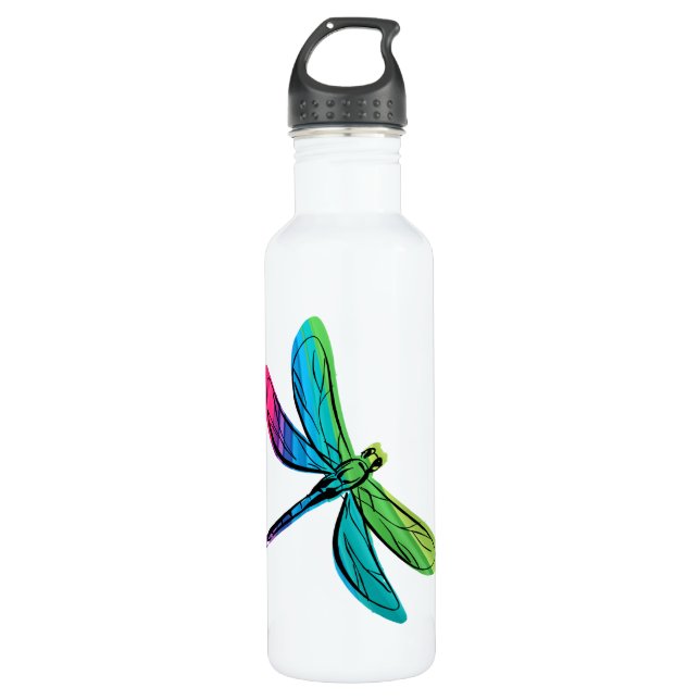 Rainbow Dragonfly Water Bottle (Front)